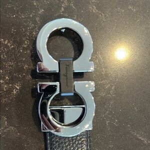 Salvatore Ferragamo Black Belt with Silver Buckle